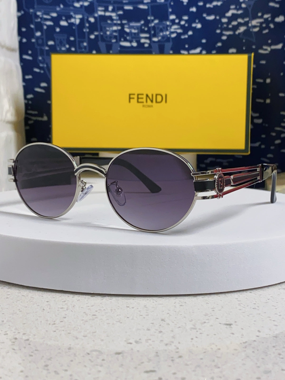 Fendi Metal Oval Silver Lens Sunglasses for Men & Women - 466205