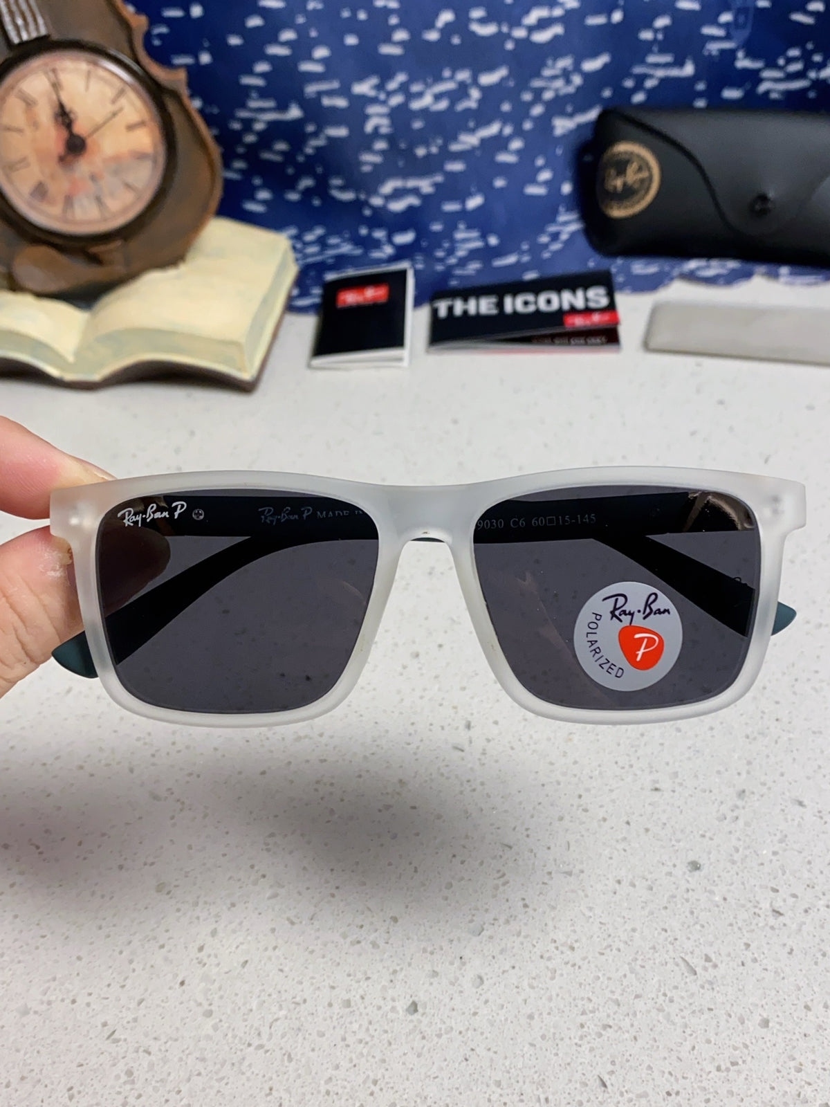 Ray-Ban RB69030 Square Silver Lens Sunglasses for Men - 433166 - detail image 4