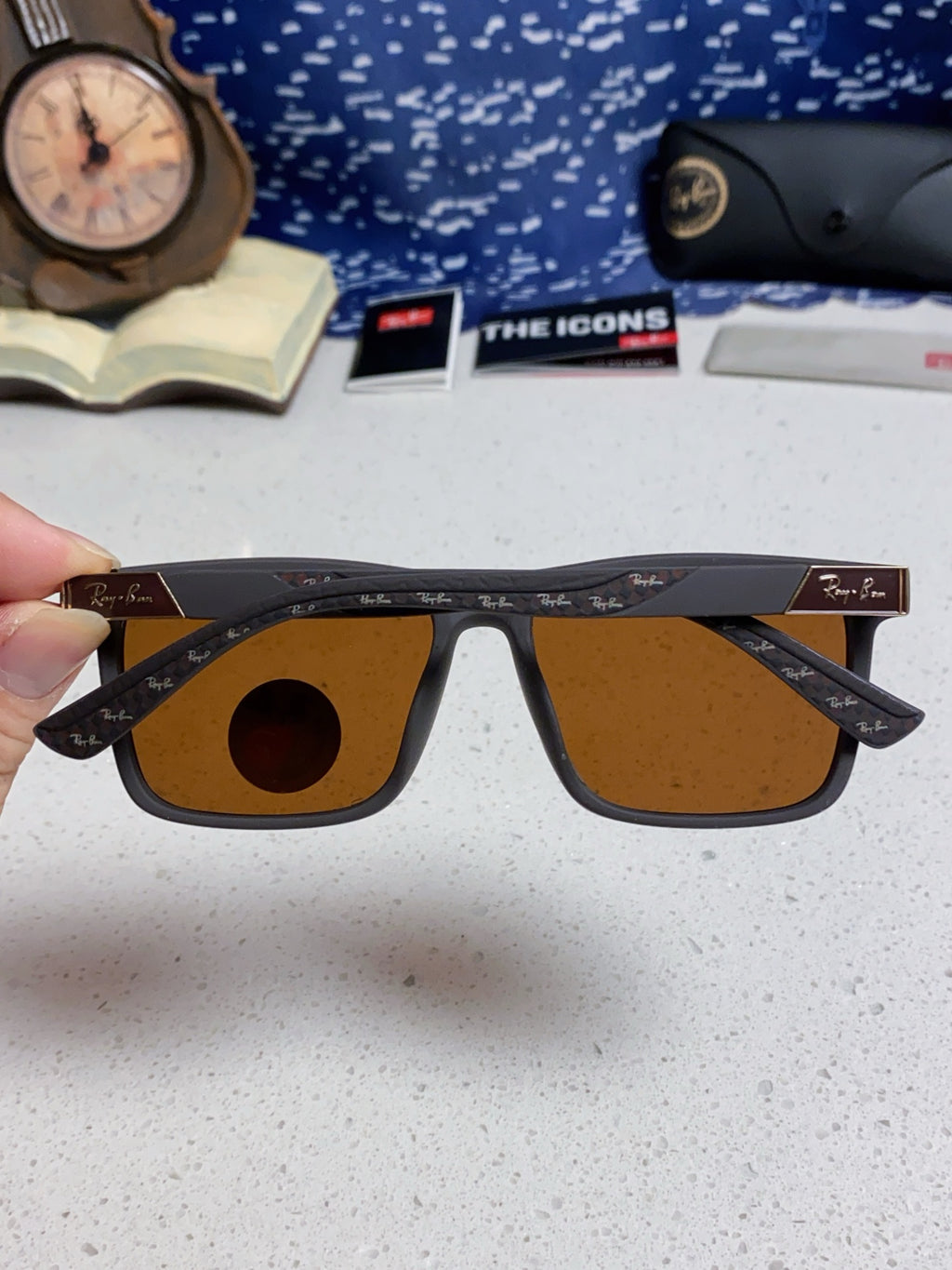 Ray-Ban RB69030 Square Brown Lens Sunglasses for Men - detail image 5