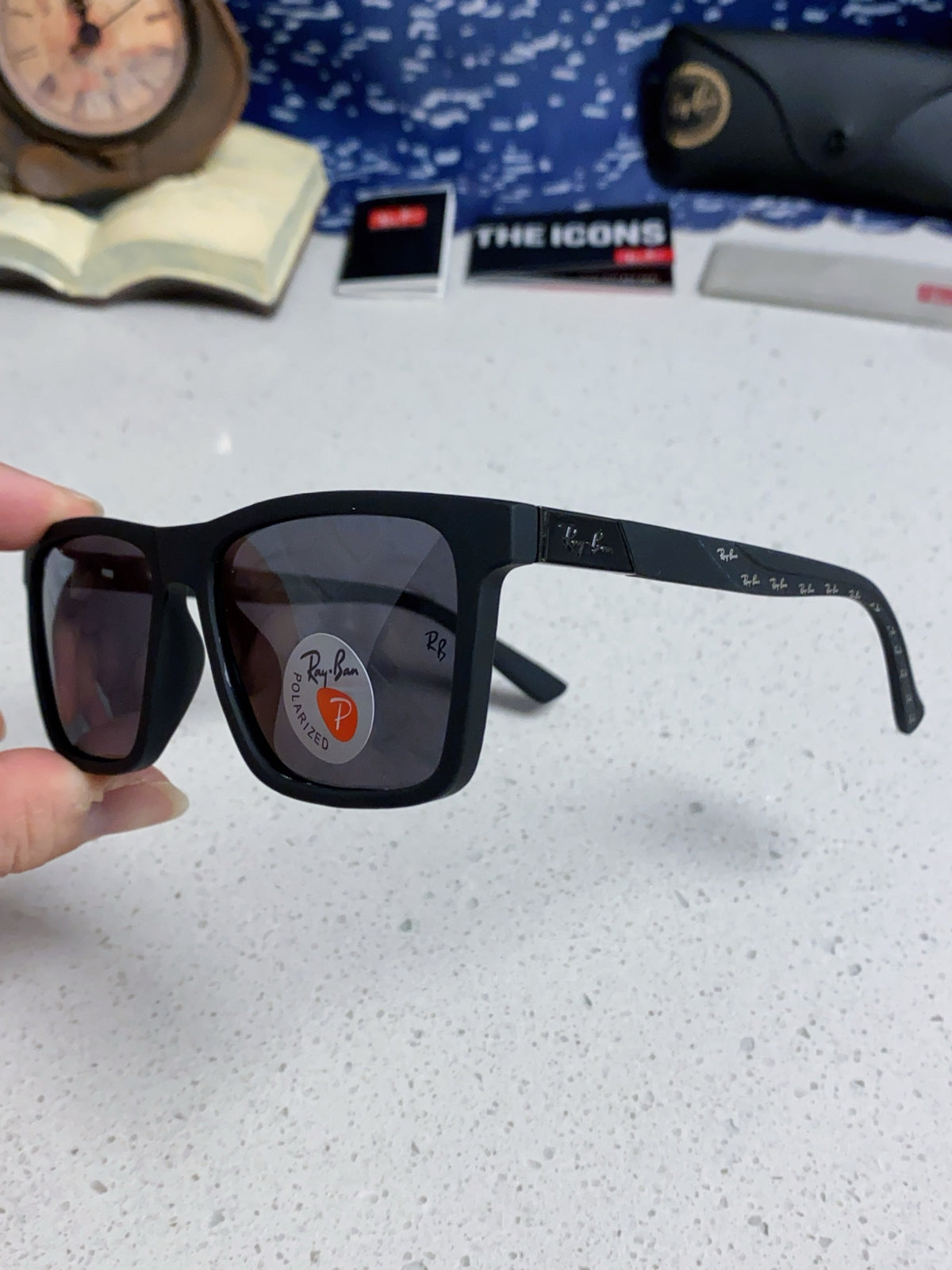 Ray-Ban RB69030 Square Silver Lens Sunglasses for Men - detail image 6
