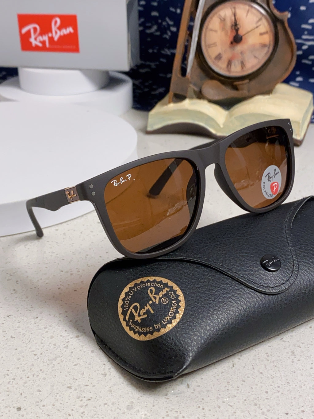 Ray-Ban RB69009 Polarized Rectangular Brown Lens Sunglasses for Men & - 998549 - detail image 10