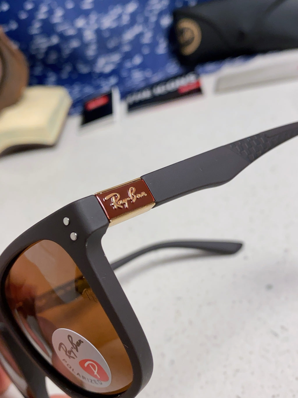 Ray-Ban RB69009 Polarized Rectangular Brown Lens Sunglasses for Men & Women - detail image 7