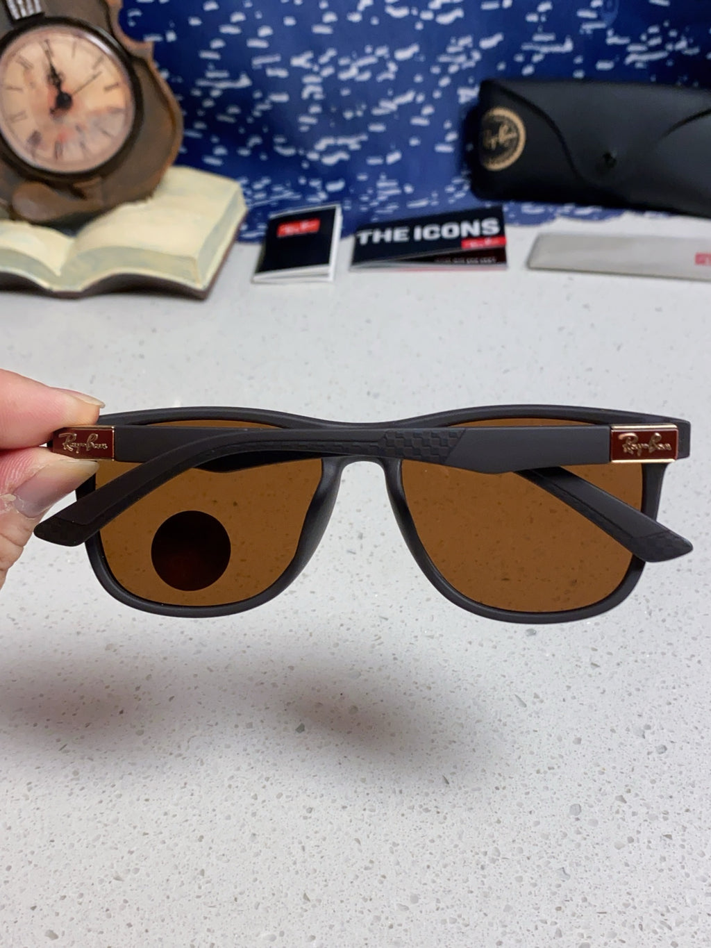 Ray-Ban RB69009 Polarized Rectangular Brown Lens Sunglasses for Men & Women - detail image 5