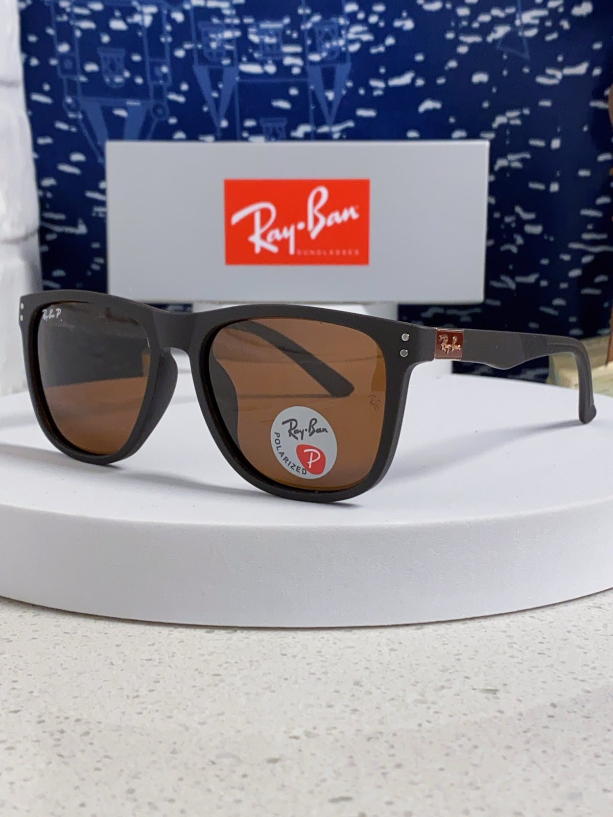 Ray-Ban RB69009 Polarized Rectangular Brown Lens Sunglasses for Men & - 998549