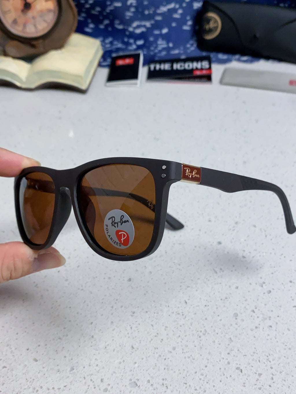 Ray-Ban RB69009 Polarized Rectangular Brown Lens Sunglasses for Men & Women - detail image 6