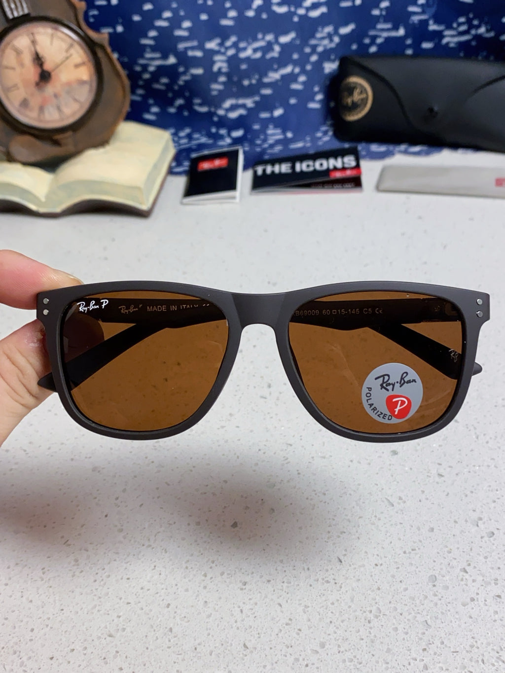 Ray-Ban RB69009 Polarized Rectangular Brown Lens Sunglasses for Men & - 998549 - detail image 4