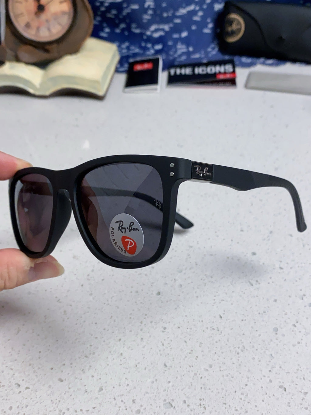 Ray-Ban RB69009 Polarized Rectangular Silver Lens Sunglasses for Men - 433063 - detail image 6