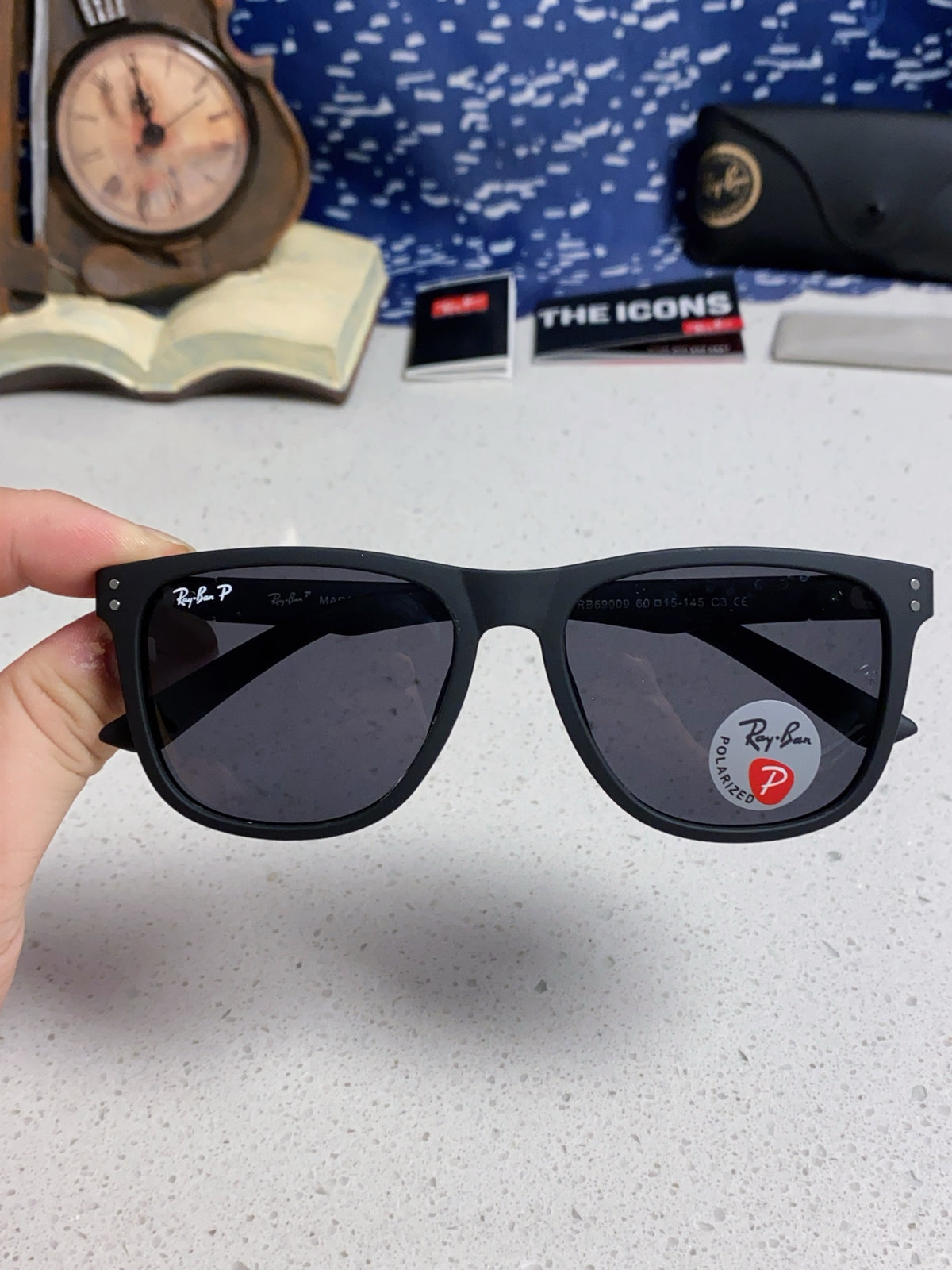 Ray-Ban RB69009 Polarized Rectangular Silver Lens Sunglasses for Men - 433063 - detail image 4