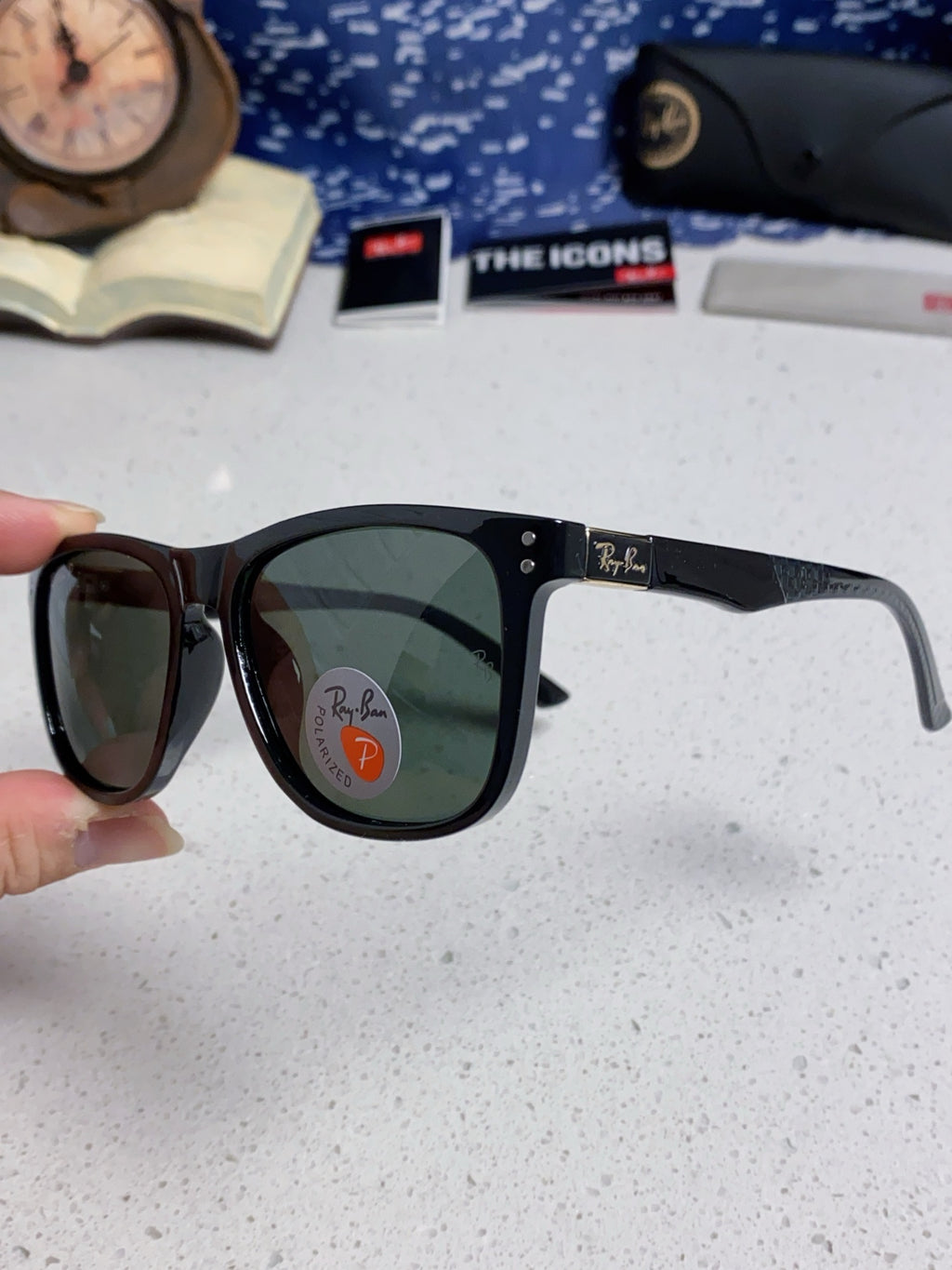 Ray-Ban RB69009 Polarized Rectangular Silver Lens Sunglasses for Men - 433064 - detail image 6