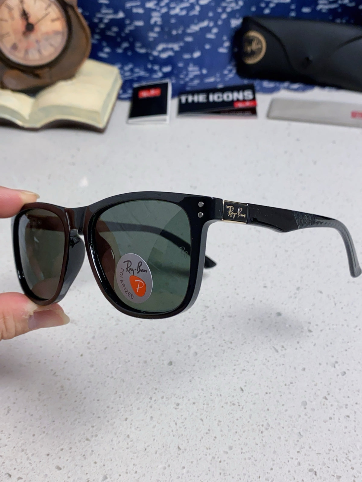 Ray-Ban RB69009 Polarized Rectangular Silver Lens Sunglasses for Men - 998551 - detail image 6