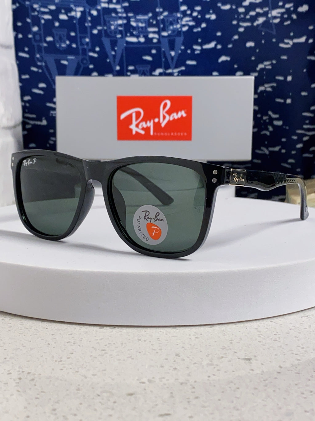 Ray-Ban RB69009 Polarized Rectangular Silver Lens Sunglasses for Men - 488314