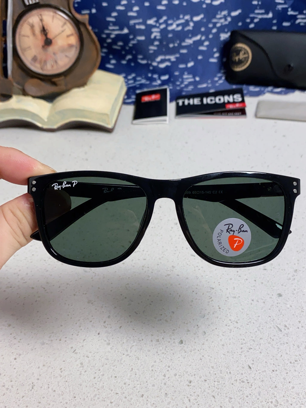 Ray-Ban RB69009 Polarized Rectangular Silver Lens Sunglasses for Men - 488314 - detail image 4