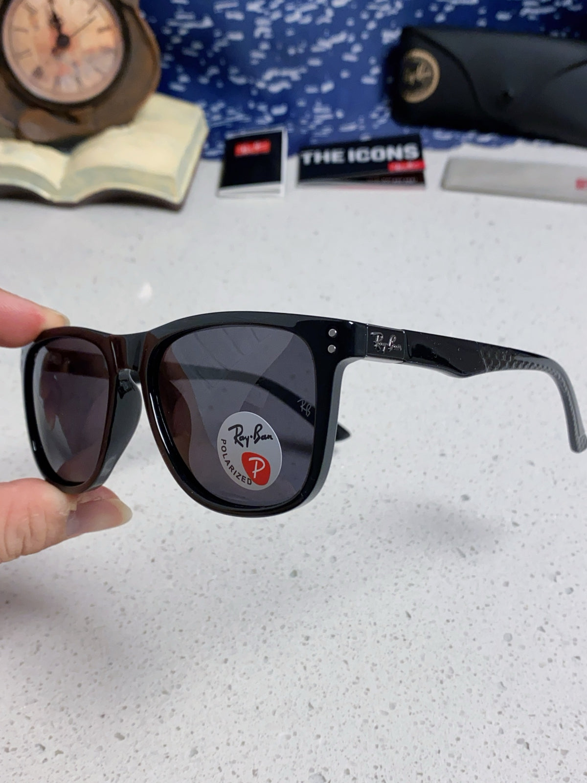 Ray-Ban RB69009 Polarized Rectangular Silver Lens Sunglasses for Men - 433065 - detail image 6