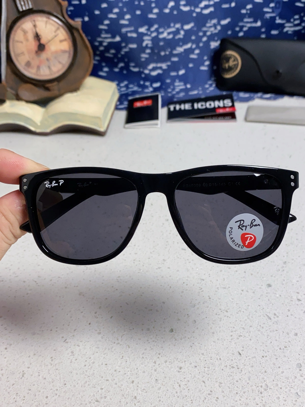 Ray-Ban RB69009 Polarized Rectangular Silver Lens Sunglasses for Men - 433065 - detail image 4