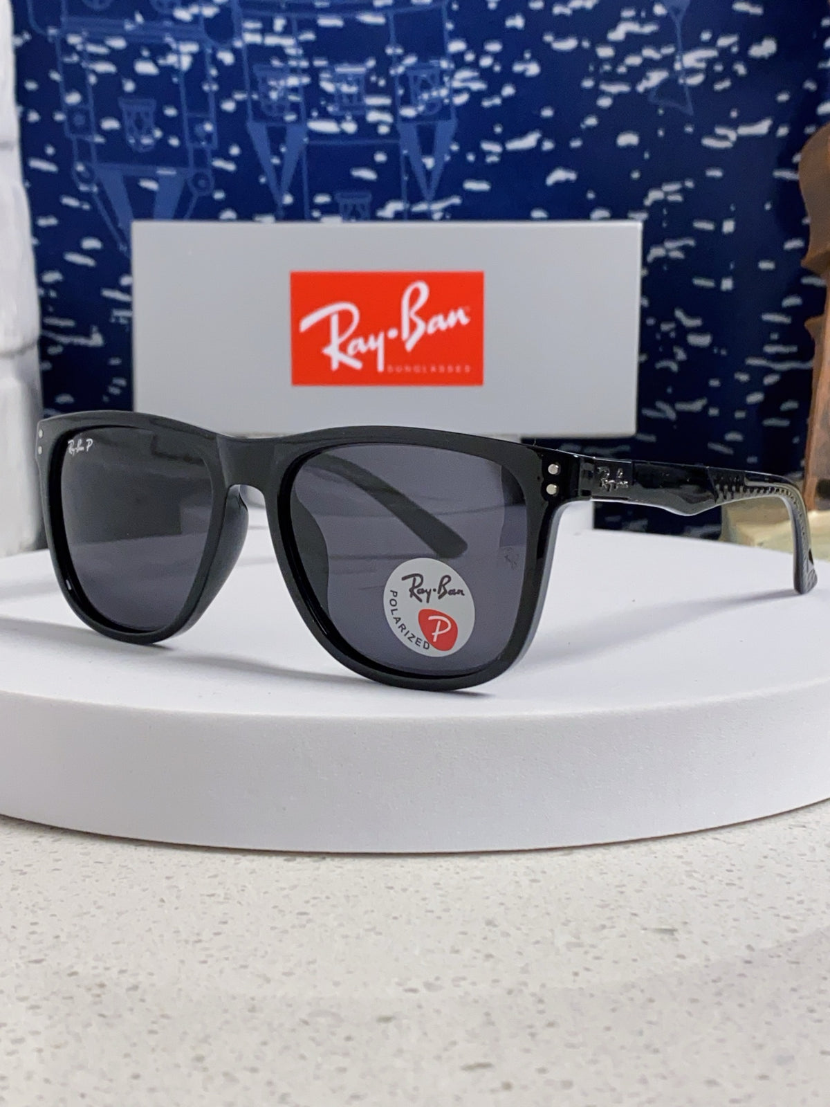 Ray-Ban RB69009 Polarized Rectangular Silver Lens Sunglasses for Men - 998552