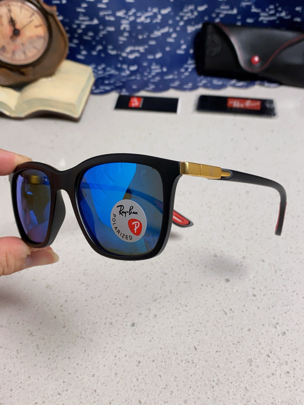 Ray-Ban Square Blue Lens Sunglasses for Men & Women - 433066 - detail image 6
