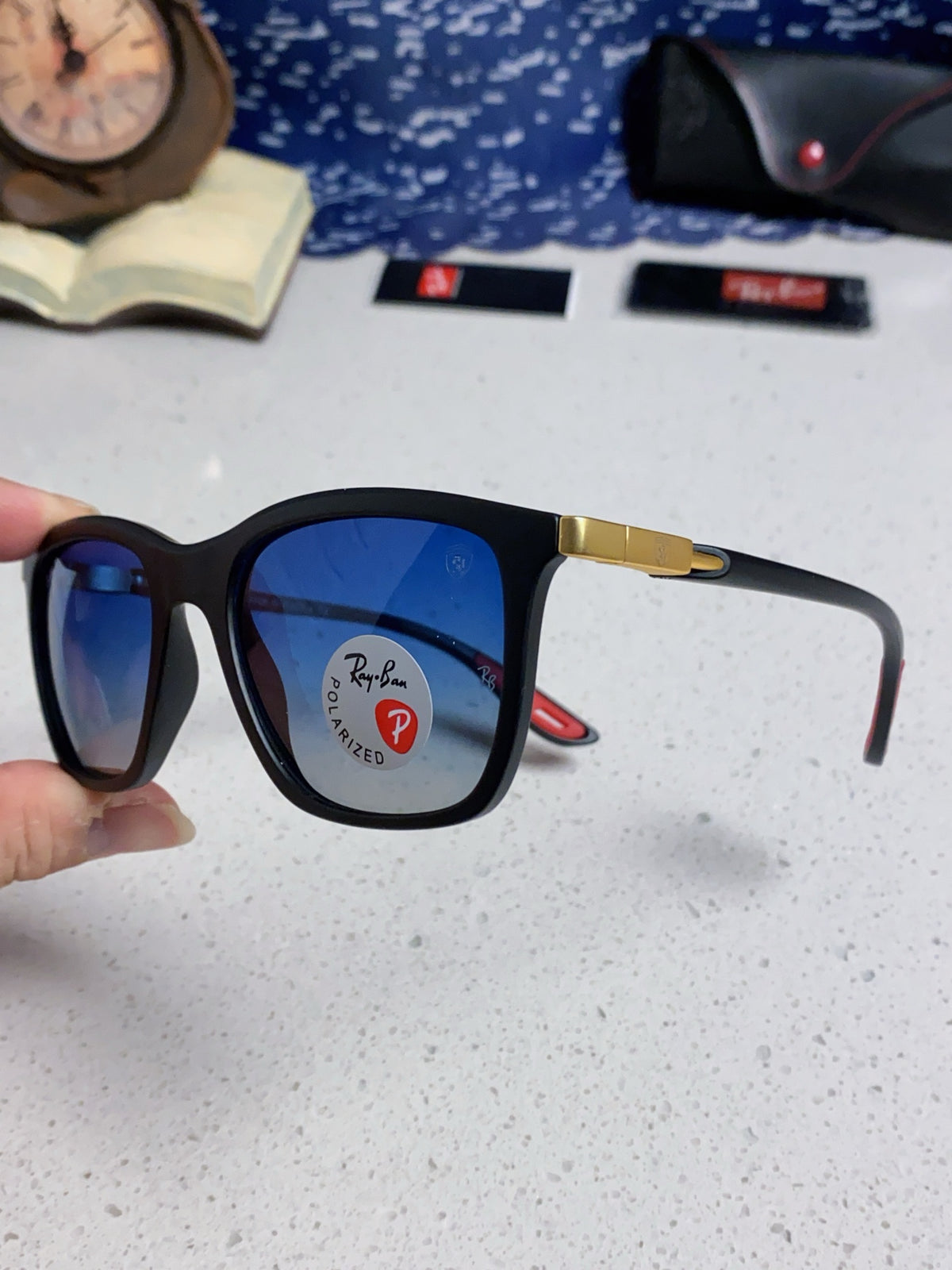 Ray-Ban Square Blue Lens Sunglasses for Men & Women - 998554 - detail image 6
