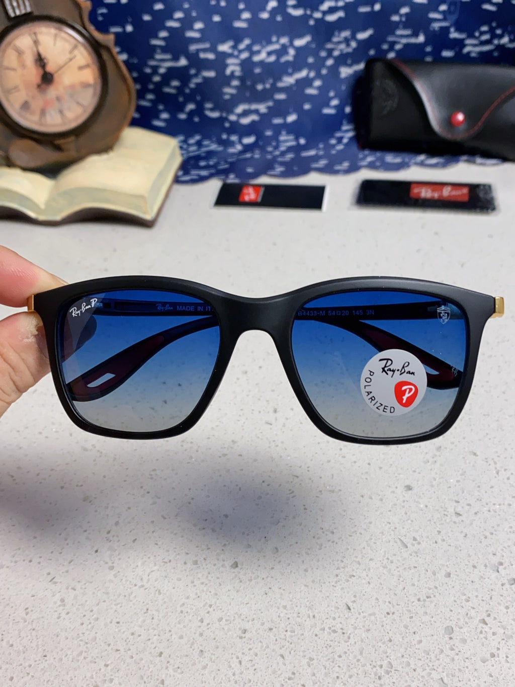 Ray-Ban Square Blue Lens Sunglasses for Men & Women - detail image 4