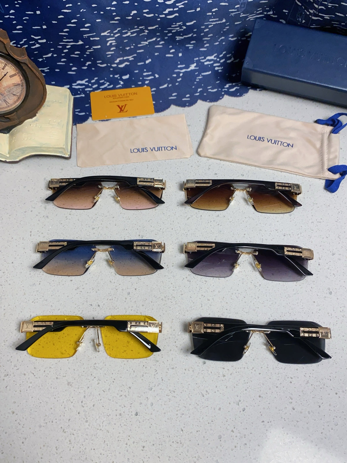 Louis Vuitton Lightweight Rimless Brown Lens Sunglasses for Men & Wom - 132174 - detail image 11