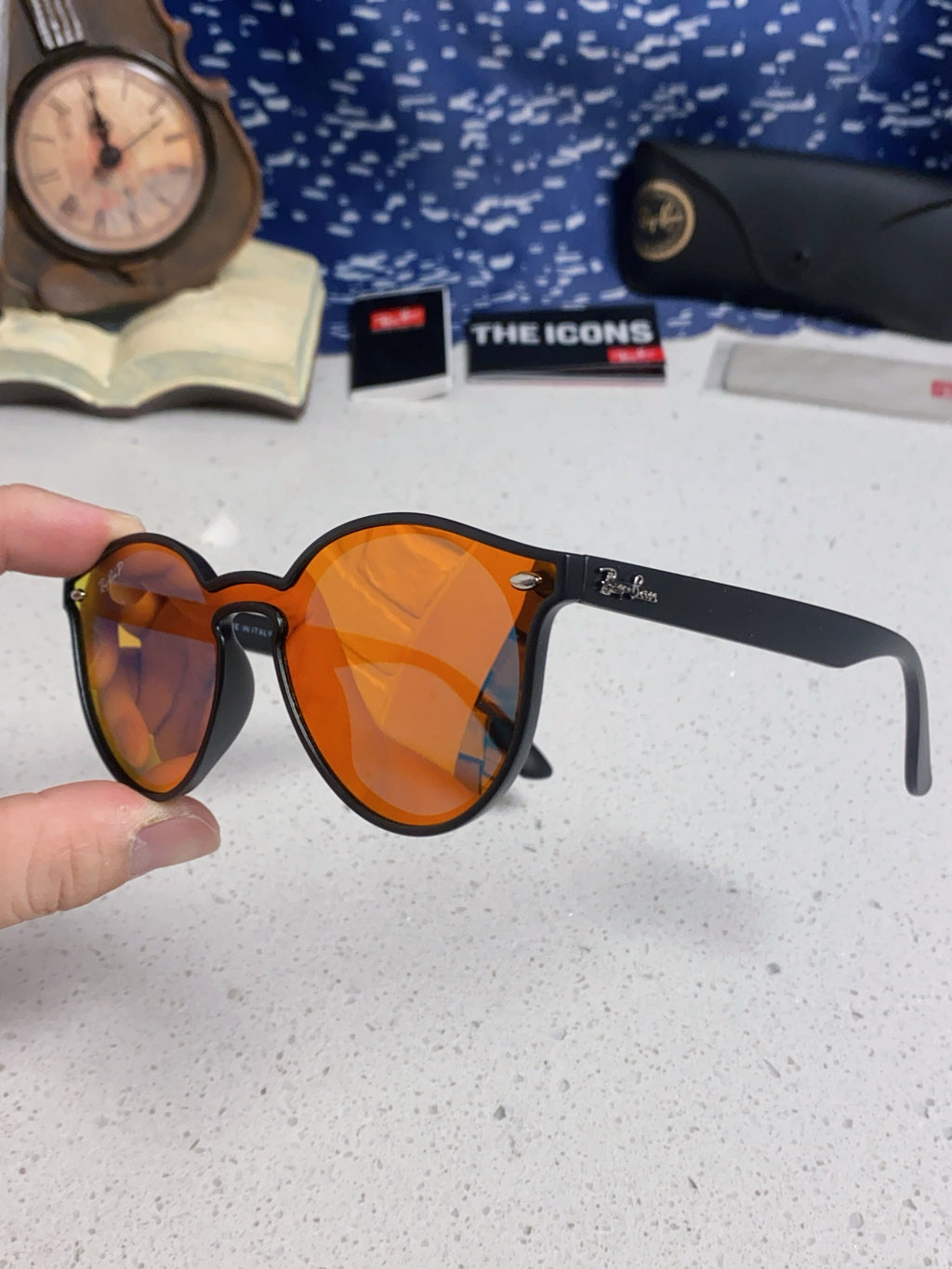 Ray-Ban RB4380 Round Orange Lens Sunglasses for Women - detail image 6