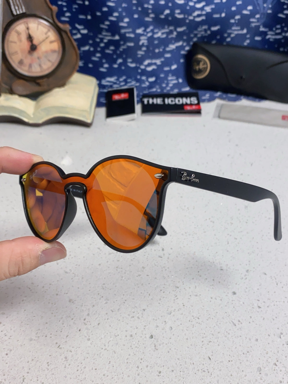 Ray-Ban RB4380 Round Orange Lens Sunglasses for Women - detail image 6