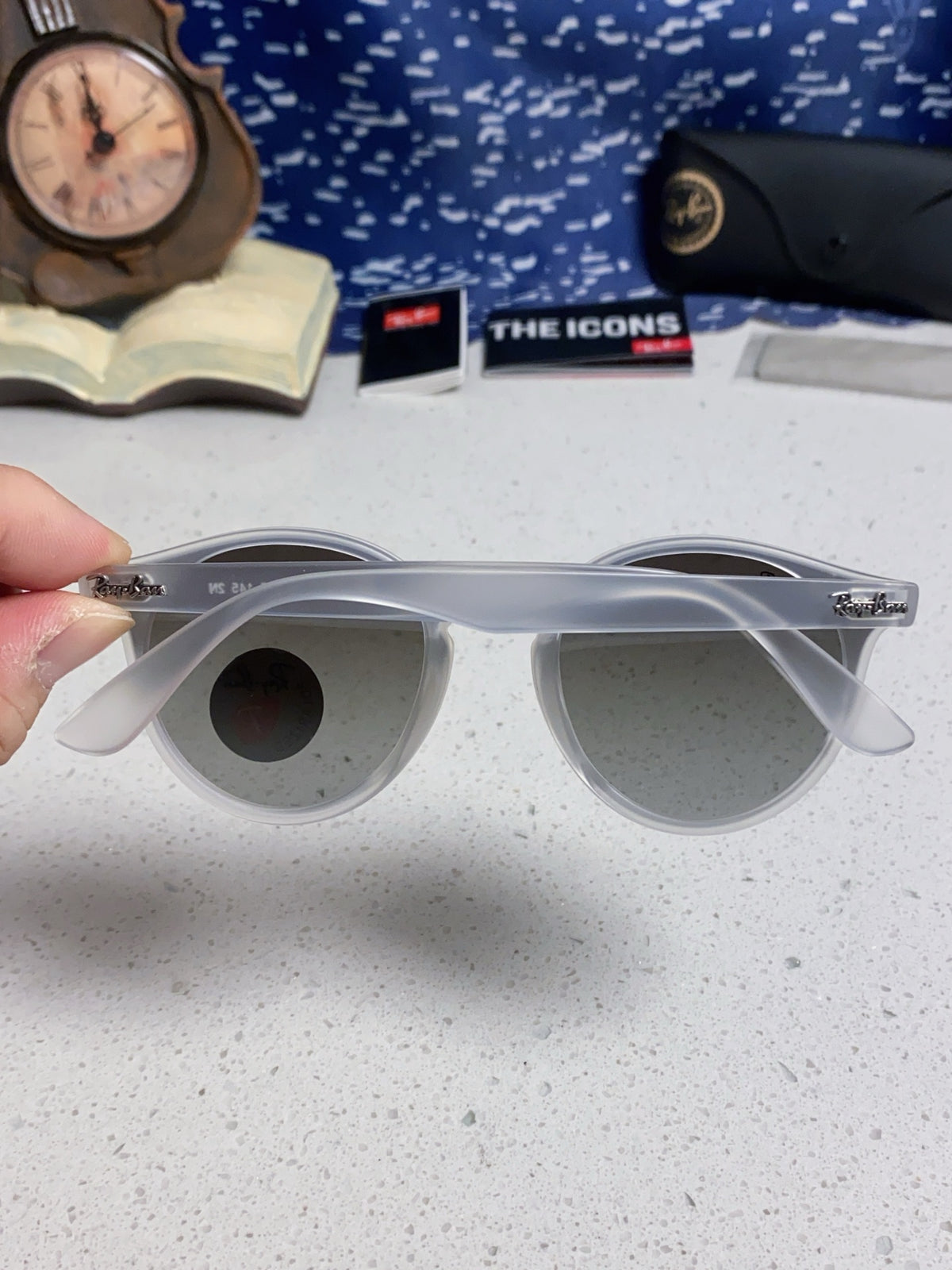 Ray-Ban RB4380 Round Silver Lens Sunglasses for Women - detail image 5