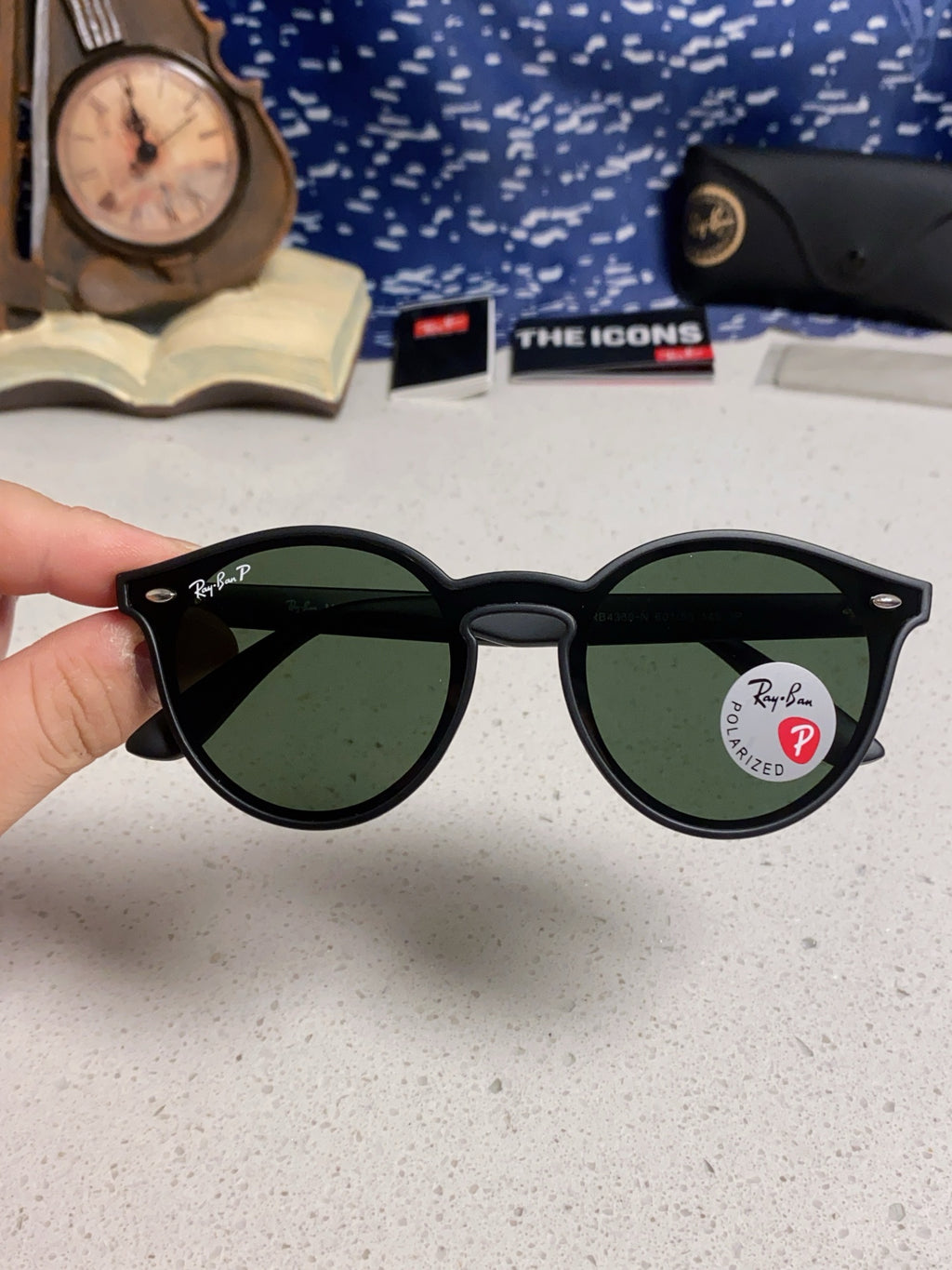 Ray-Ban RB4380 Round Black Lens Sunglasses for Women - detail image 4
