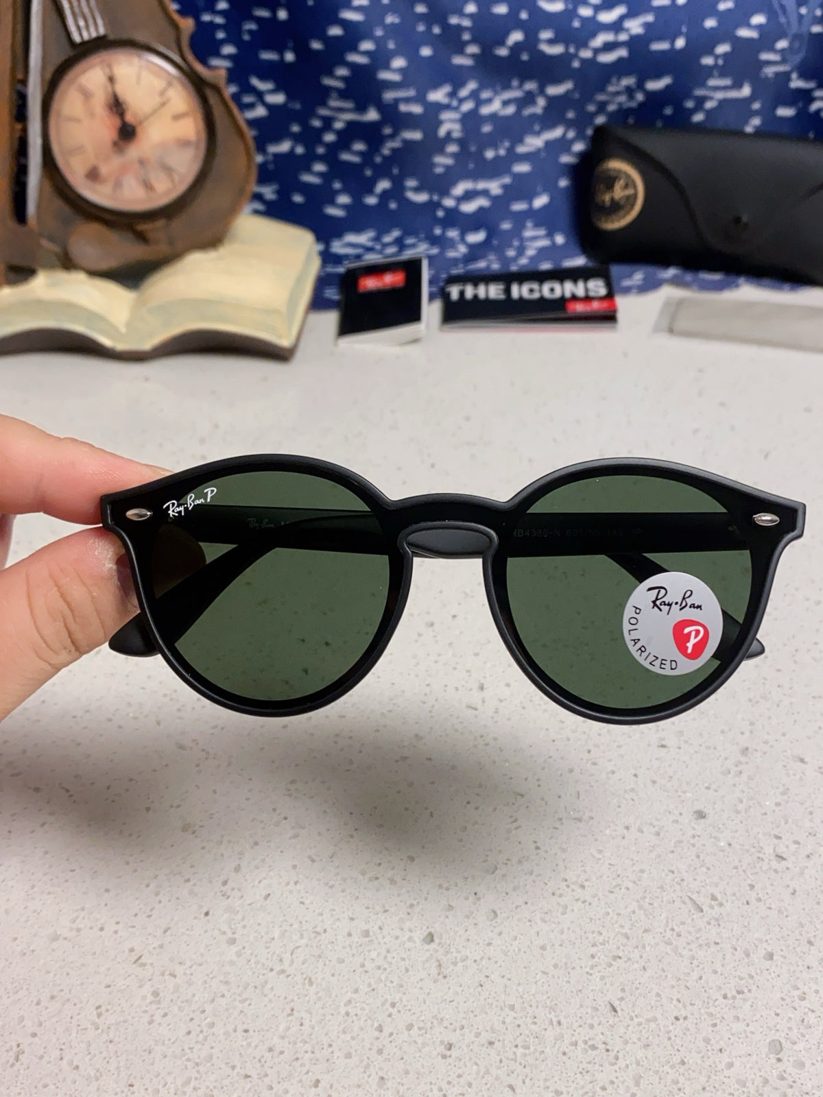 Ray-Ban RB4380 Round Black Lens Sunglasses for Women - detail image 4