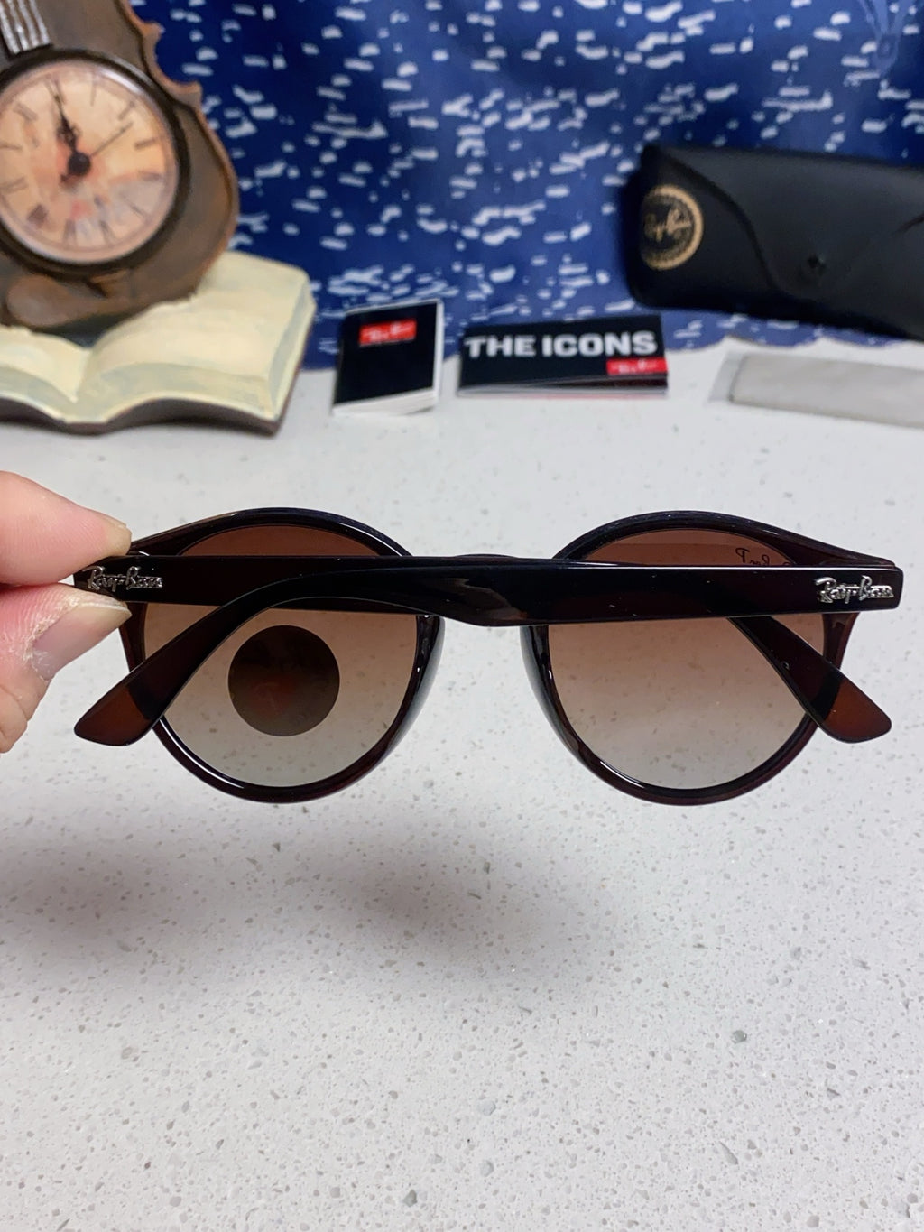 Ray-Ban RB4380 Round Red Lens Sunglasses for Women - detail image 5