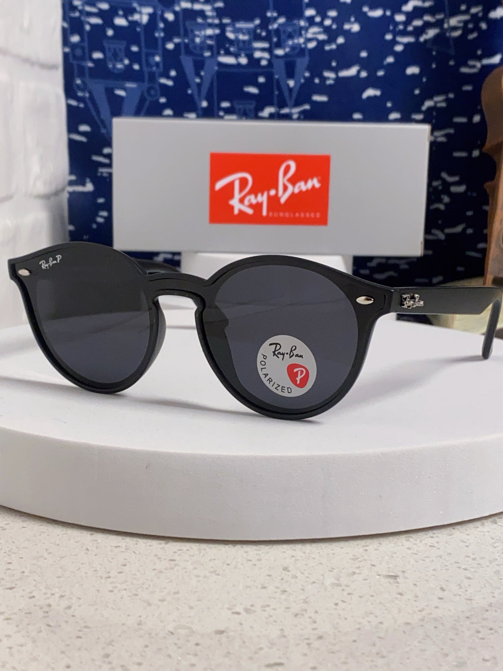 Ray-Ban RB4380 Round Blue Lens Sunglasses for Women - detail image 2