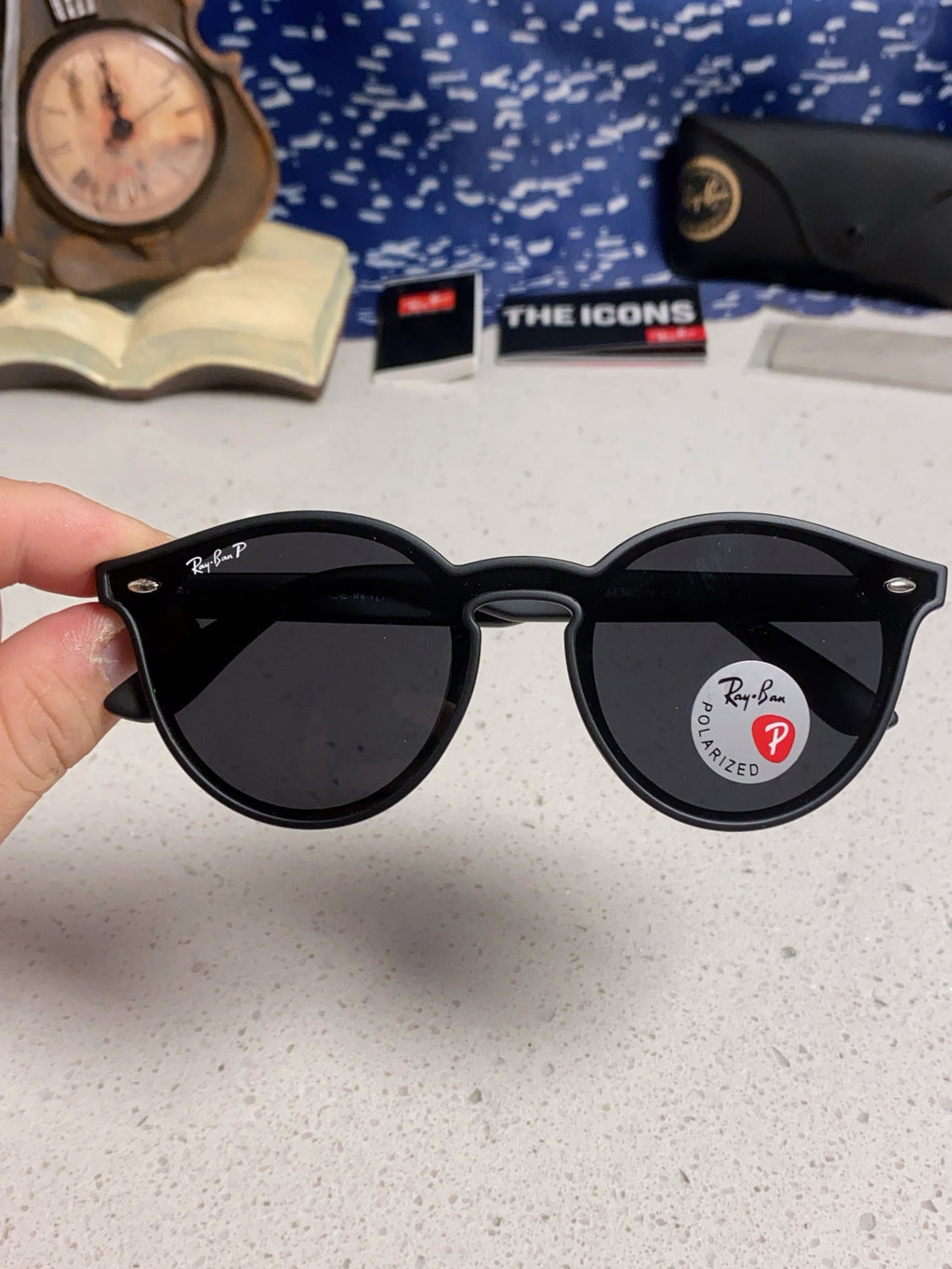 Ray-Ban RB4380 Round Blue Lens Sunglasses for Women - detail image 5