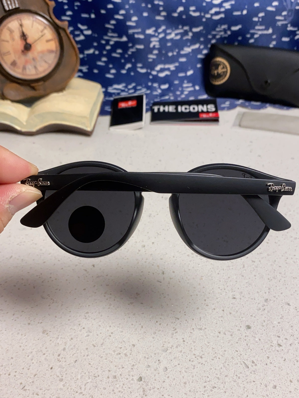 Ray-Ban RB4380 Round Blue Lens Sunglasses for Women - detail image 6