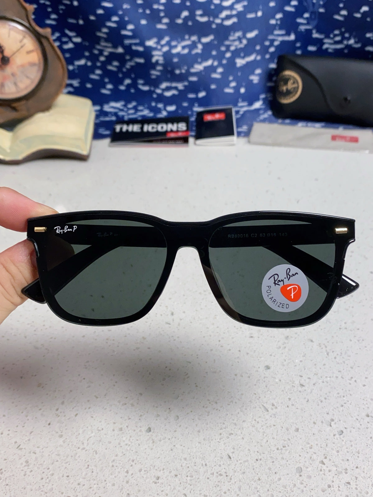 Ray-Ban RB69016 Square Black Lens Sunglasses for Men & Women - 488325 - detail image 4