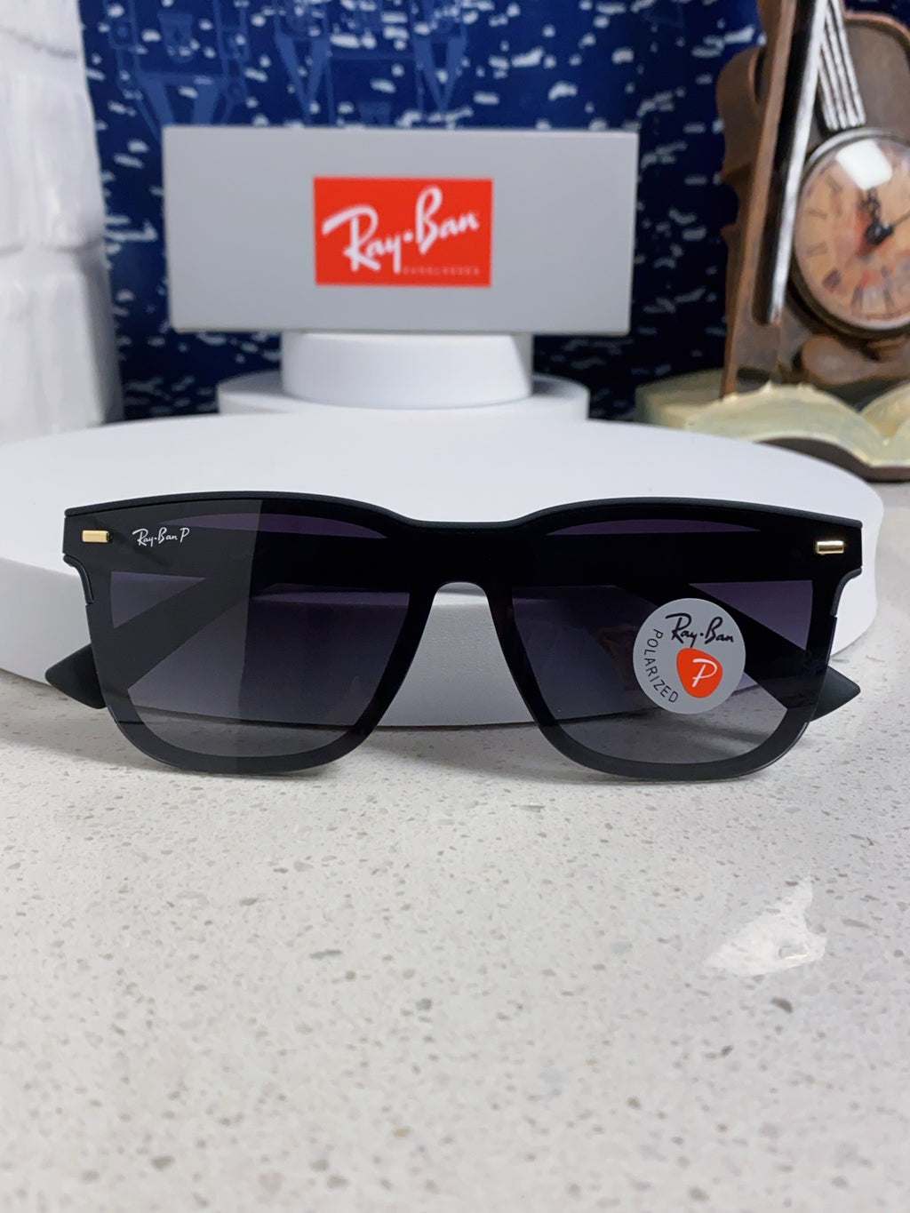 Ray-Ban RB69016 Square Black Lens Sunglasses for Men & Women - detail image 9