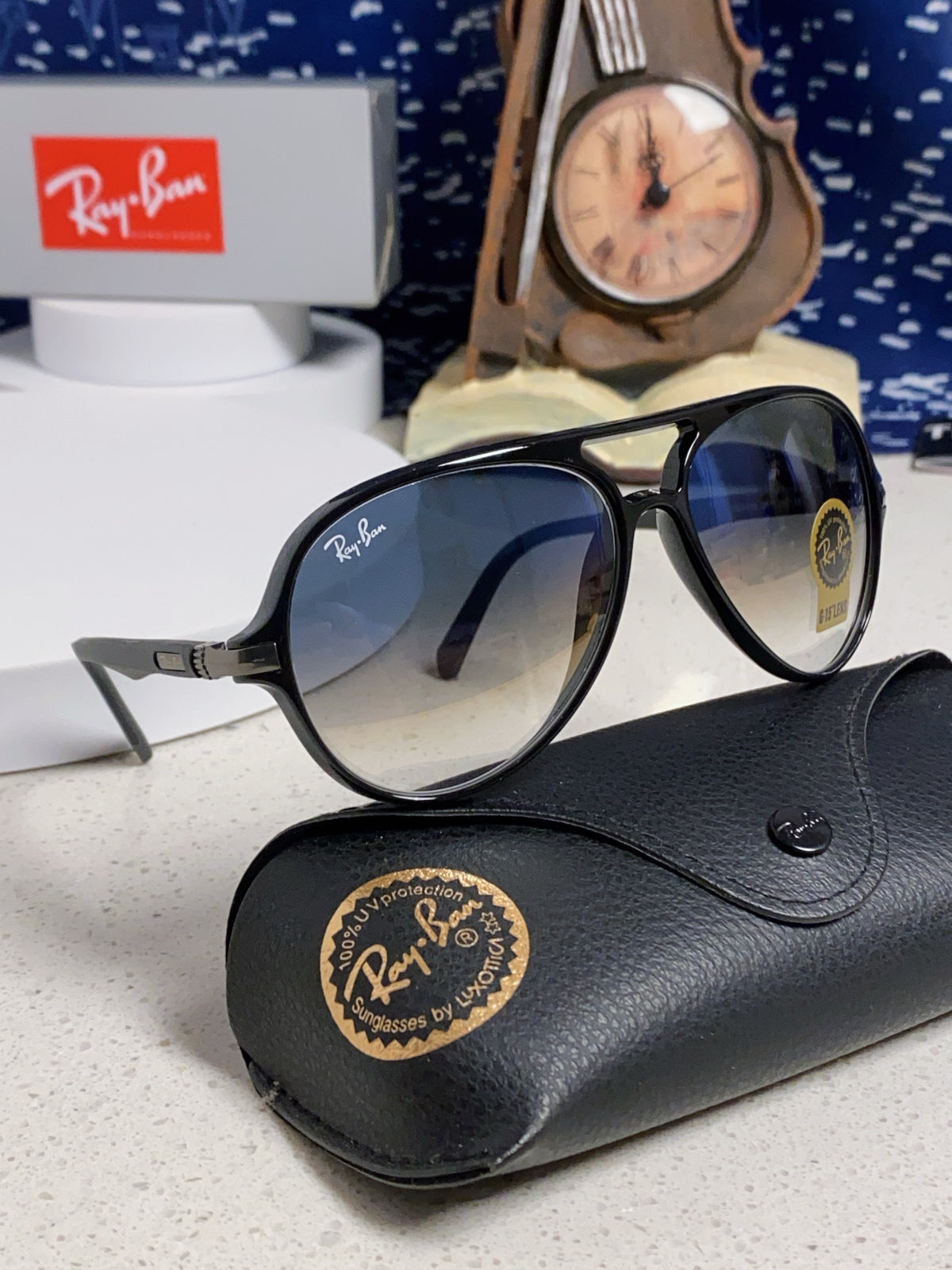 Ray-Ban RB8055 Aviator Blue Lens Sunglasses for Men - detail image 10