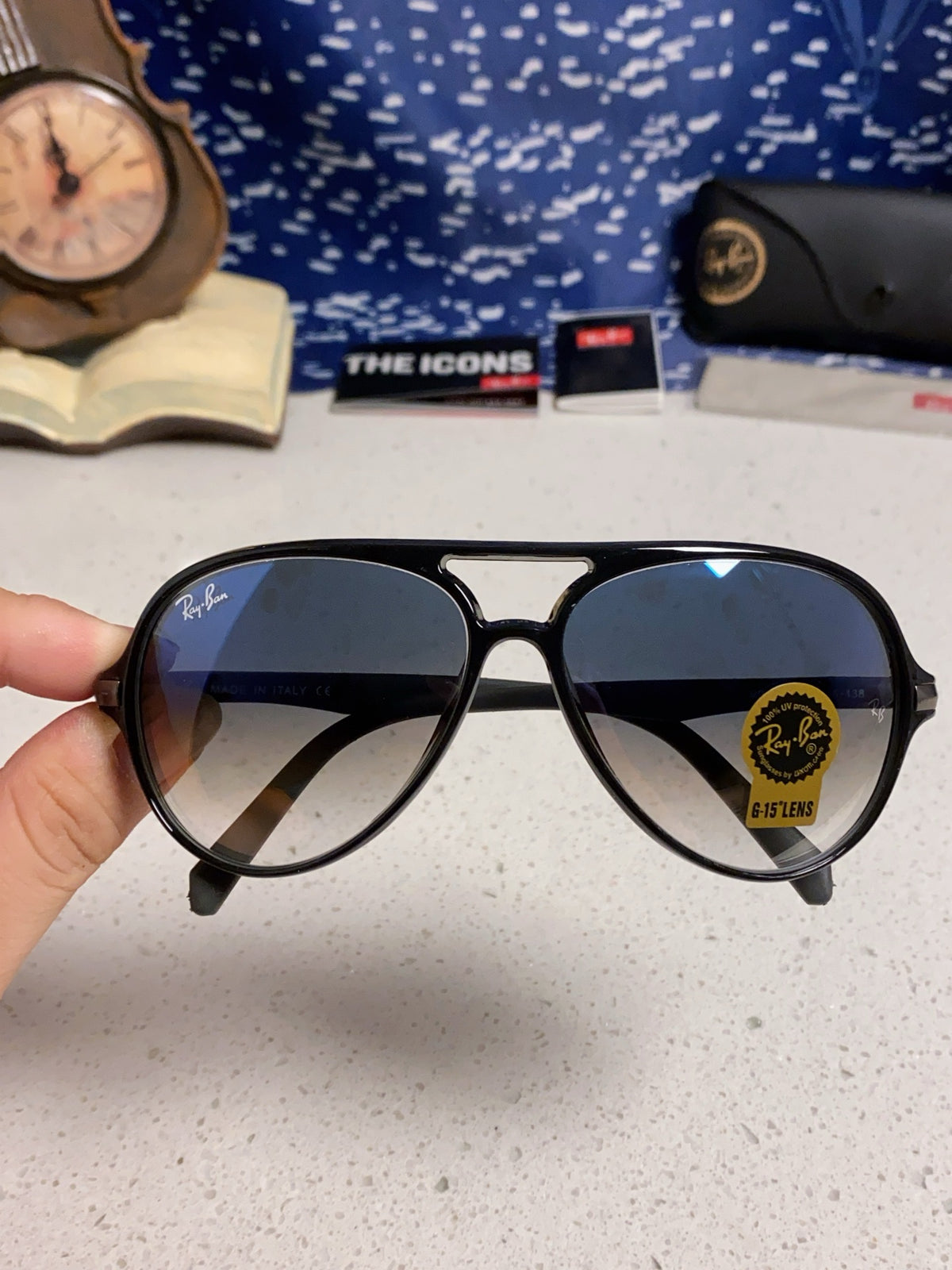 Ray-Ban RB8055 Aviator Blue Lens Sunglasses for Men - 416670 - detail image 4