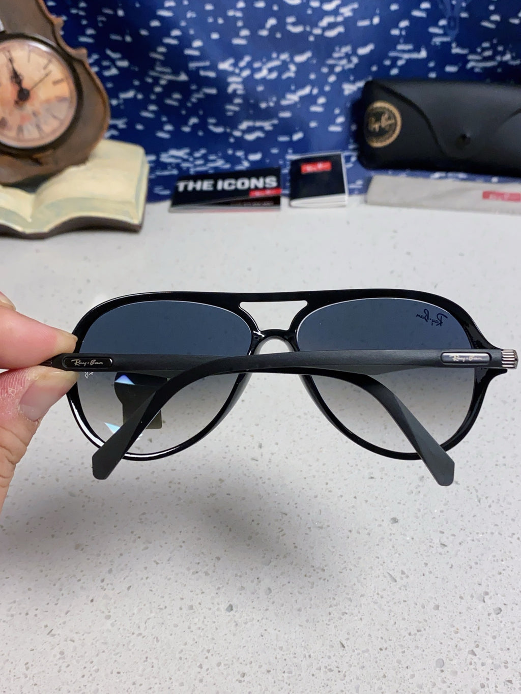 Ray-Ban RB8055 Aviator Blue Lens Sunglasses for Men - detail image 5