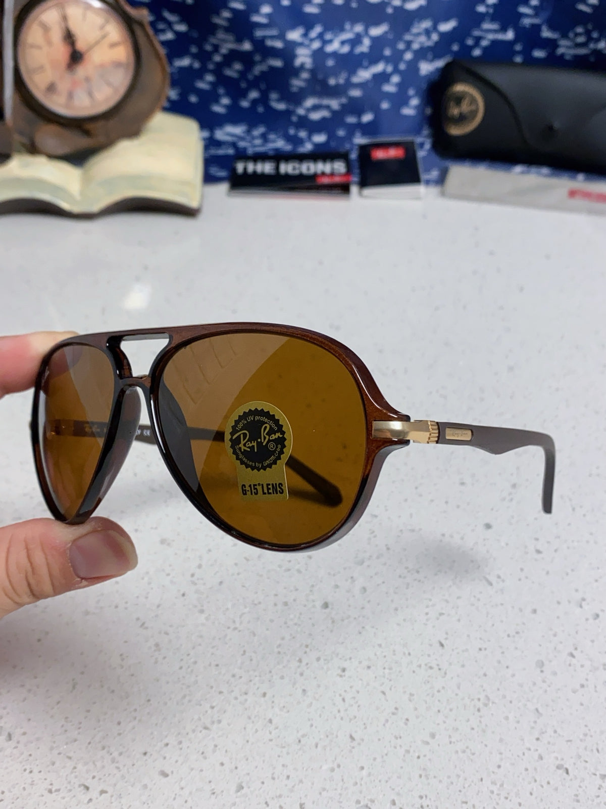 Ray-Ban RB8055 Aviator Brown Lens Sunglasses for Men - detail image 6