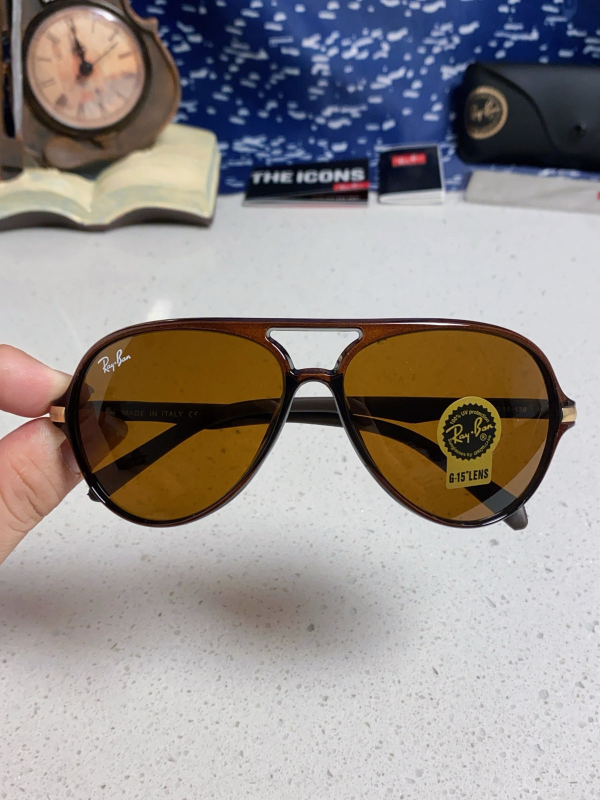 Ray-Ban RB8055 Aviator Brown Lens Sunglasses for Men - detail image 4