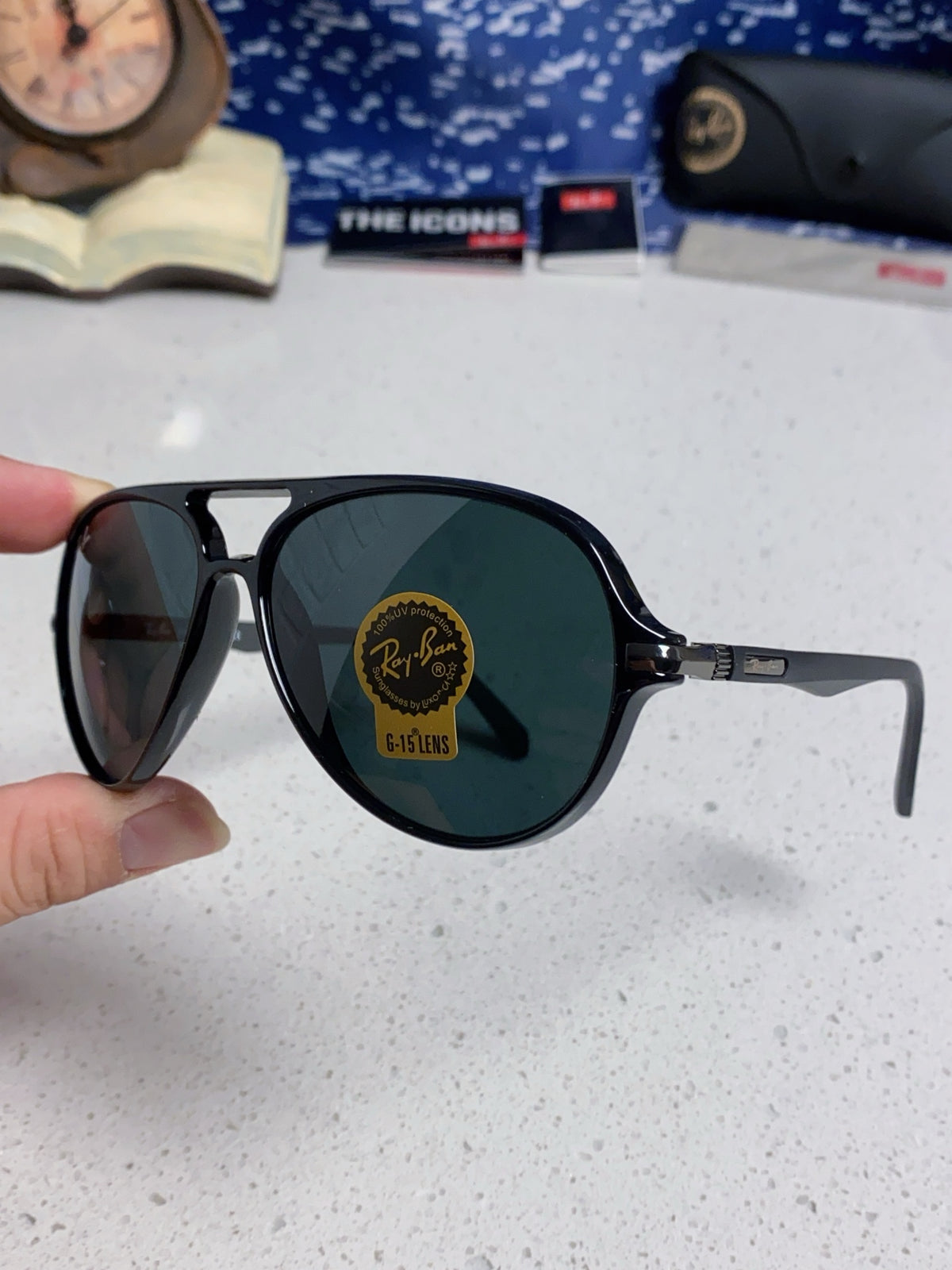 Ray-Ban RB8055 Aviator Black Lens Sunglasses for Men - 416673 - detail image 6