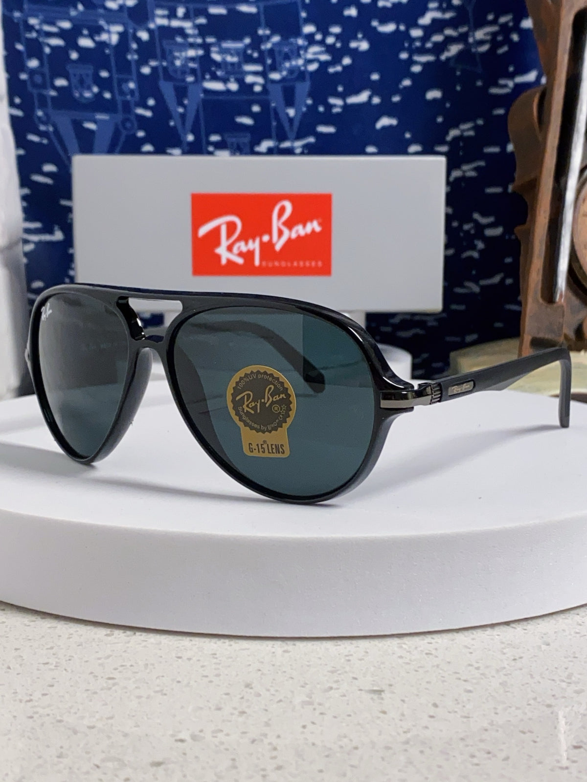 Ray-Ban RB8055 Aviator Black Lens Sunglasses for Men