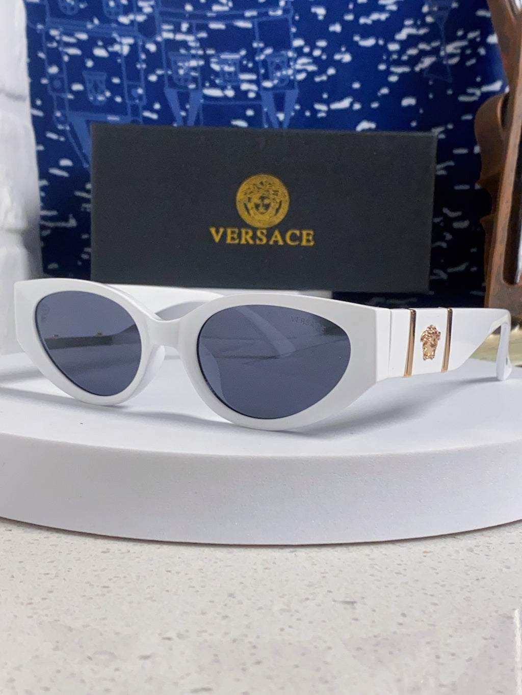 Versace Cat-Eye Blue Lens Sunglasses for Women