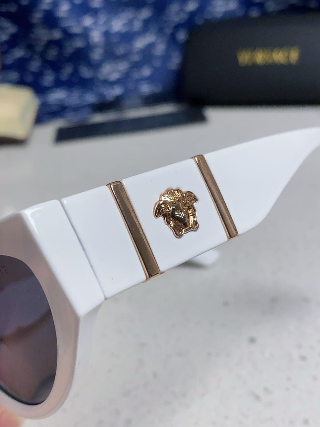 Versace Cat-Eye Blue Lens Sunglasses for Women - 432794 - detail image 7