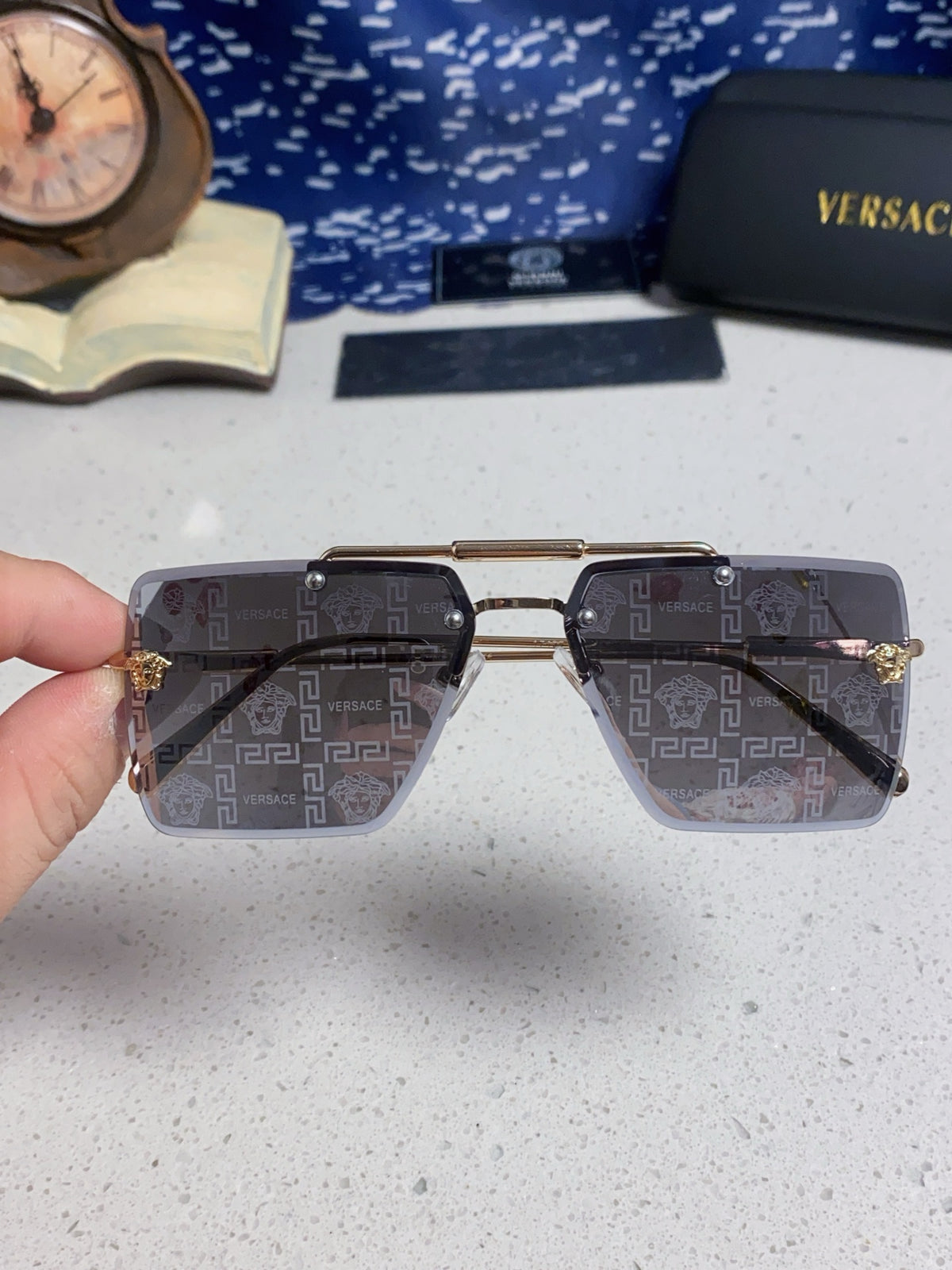 Versace Lightweight Rimless Silver Lens Sunglasses for Men & Women - 358808 - detail image 4