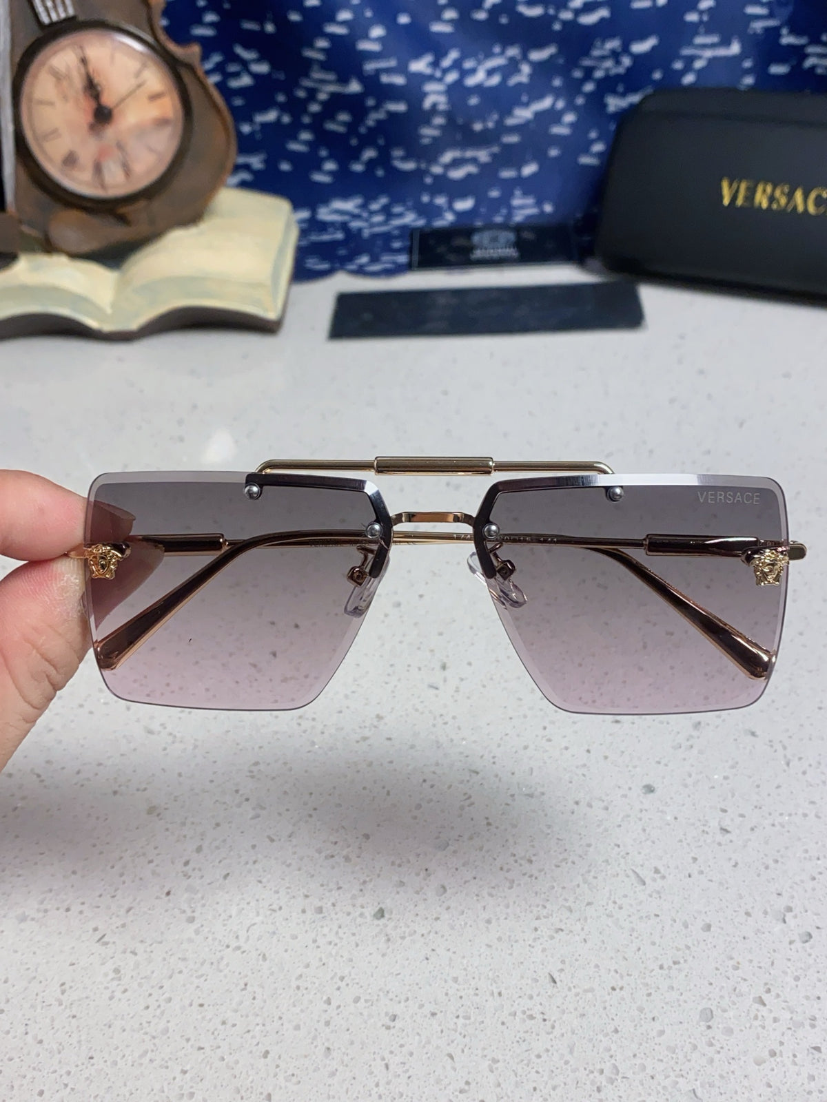 Versace Lightweight Rimless Silver Lens Sunglasses for Men & Women - 358809 - detail image 4