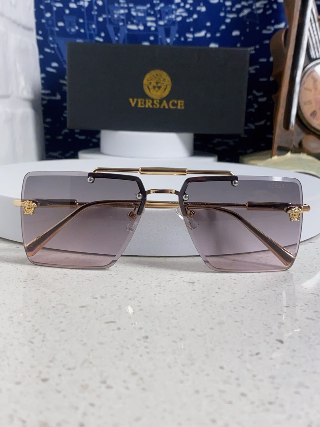 Versace Lightweight Rimless Silver Lens Sunglasses for Men & Women - 358809 - detail image 9