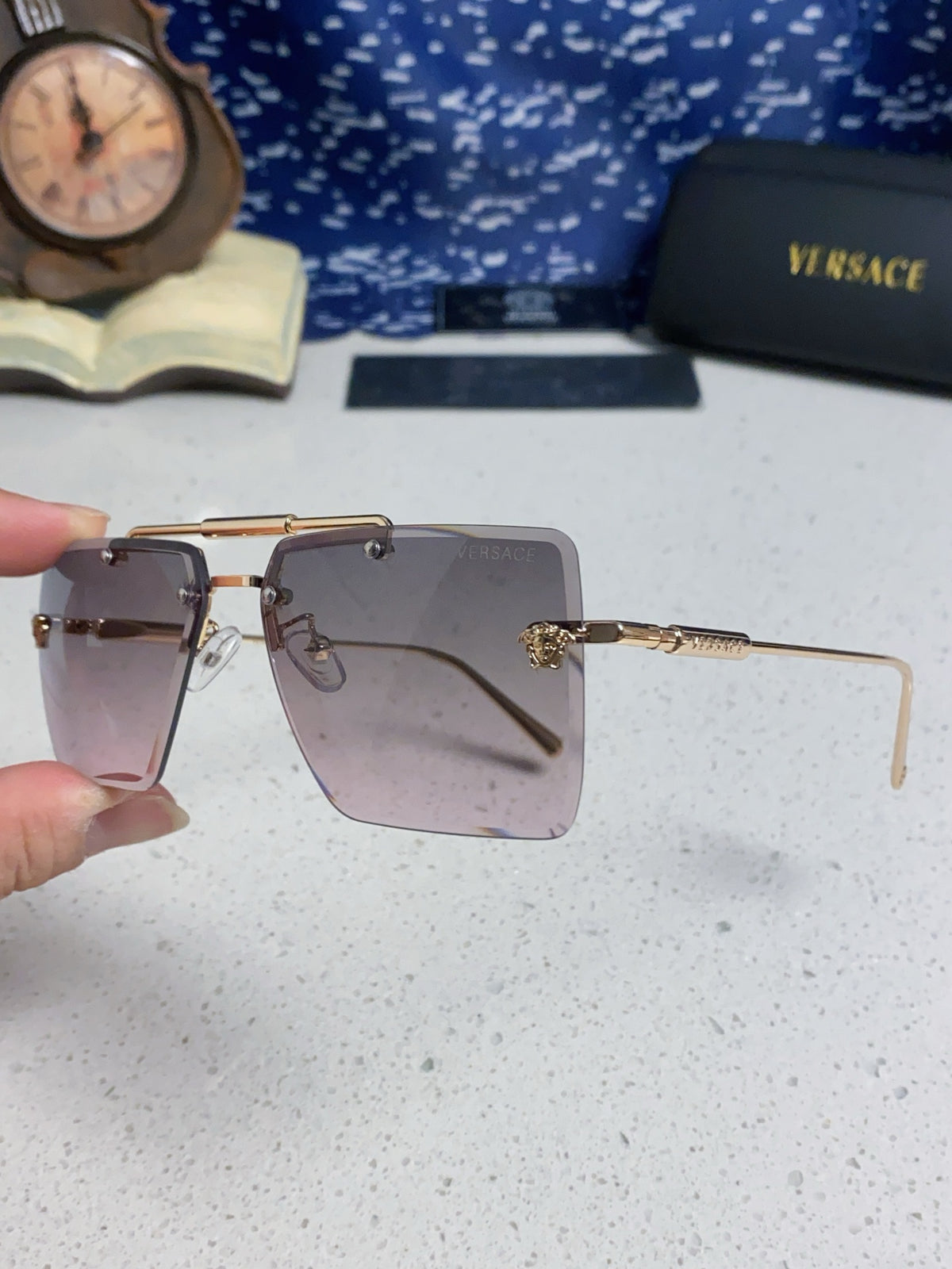 Versace Lightweight Rimless Silver Lens Sunglasses for Men & Women - 487880 - detail image 6