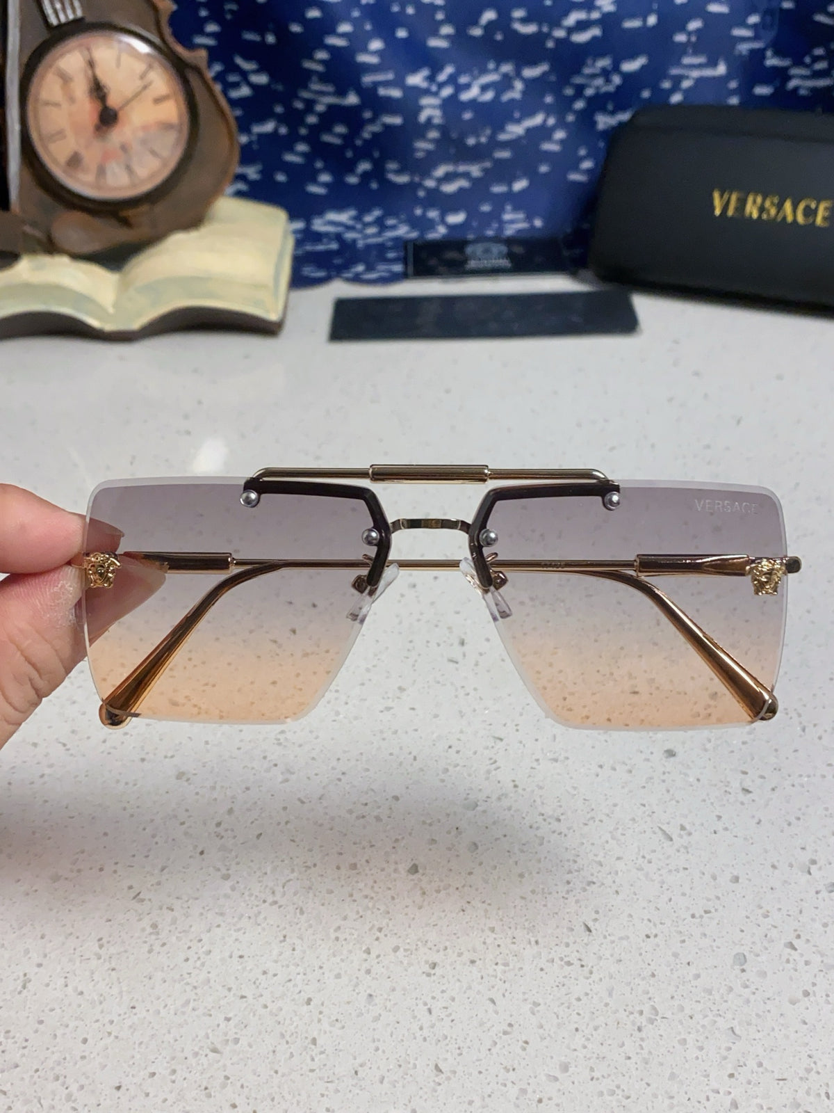 Versace Lightweight Rimless Silver Lens Sunglasses for Men & Women - 487881 - detail image 4