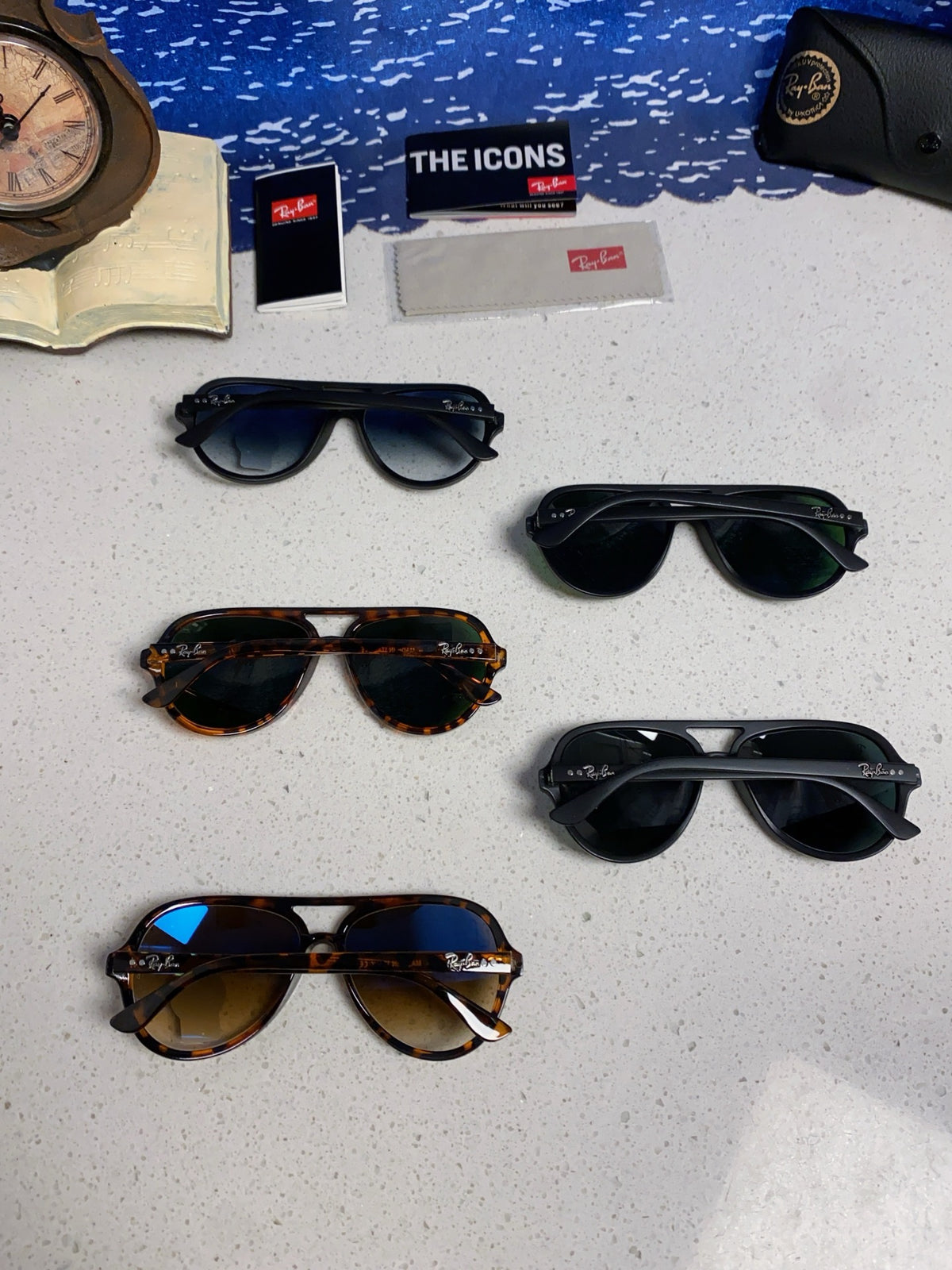 Ray-Ban RB4125 Acetate Aviator Black Lens Sunglasses for Men - detail image 11