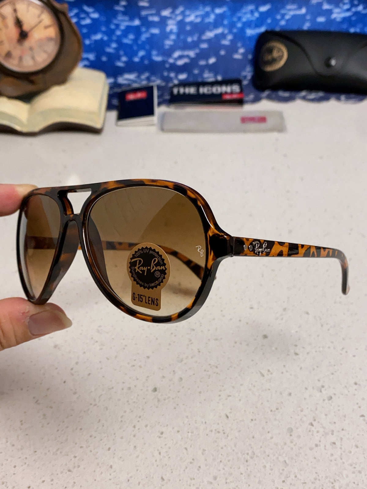 Ray-Ban RB4125 Acetate Aviator Brown Lens Sunglasses for Men - detail image 6